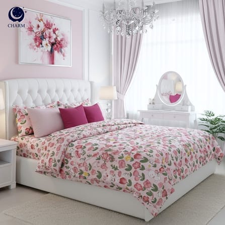 ชุดผ้าปูที่นอน 3.5 ฟุต 3 ชิ้น CHARM สี PINK TULIP คอลเลคชั่น DREAMY_9